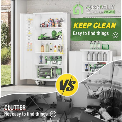 Greenvelly White Metal Storage Cabinet - Image 6