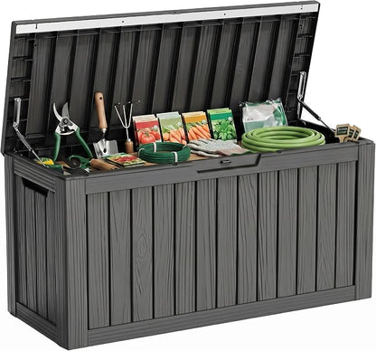 86 Gallon Deck Box, Lockable Waterproof Outdoor Storage Boxes by MAIUSCOLI