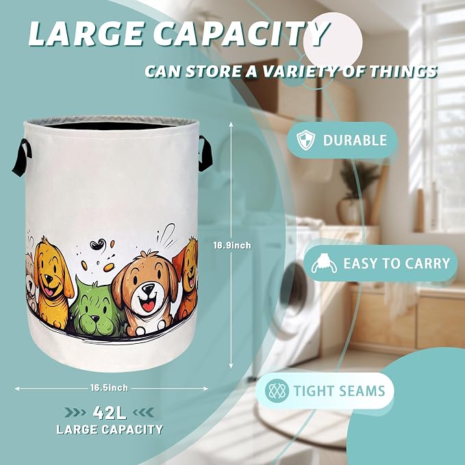 Happy Colorful Dogs Laundry Hamper - Image 2