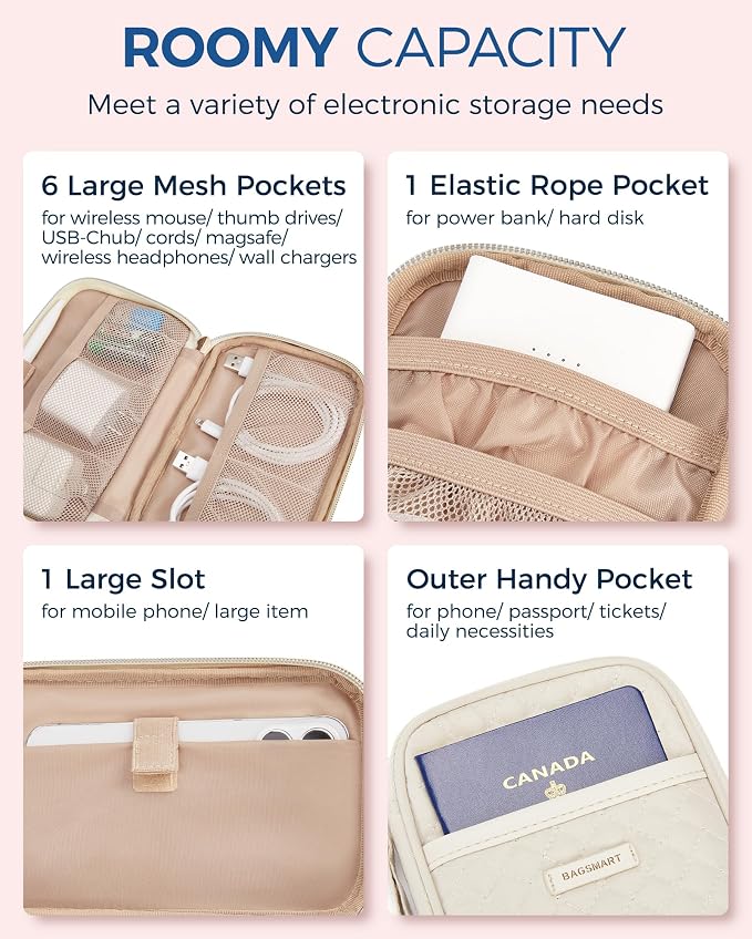BAGSMART Electronic Cord Cable Organizer Travel Bag Case, Double Layers Tech - Image 4