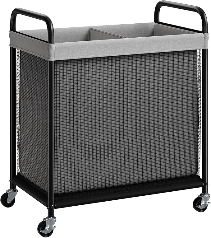 ELYKEN Laundry Hamper 2 Section, 100L Rolling Laundry Sorter by ELYKEN