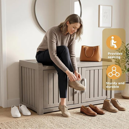 ROJIK Shoe Cabinet Waterproof UV-Resistant, Storage Bench Indoor Outdoor - Image 4