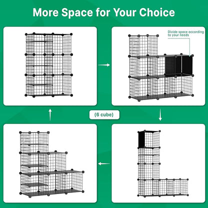 Wire Cube Storage Organizer, 6 Cubes Converted into 7 Cubes, Sturdy Metal Grids - Image 4