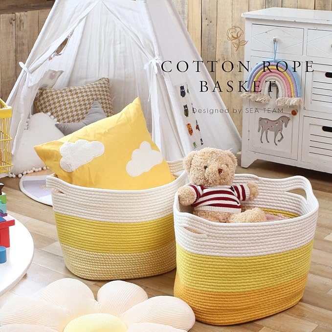 Sea Team Oval Large Cotton Rope Woven Storage Basket - Image 2