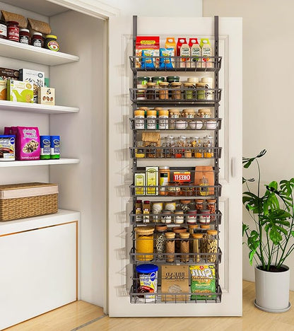Mefirt Over The Door Pantry Organizer, Wall Mount Spice Rack 8-Tier Black | by Mefirt