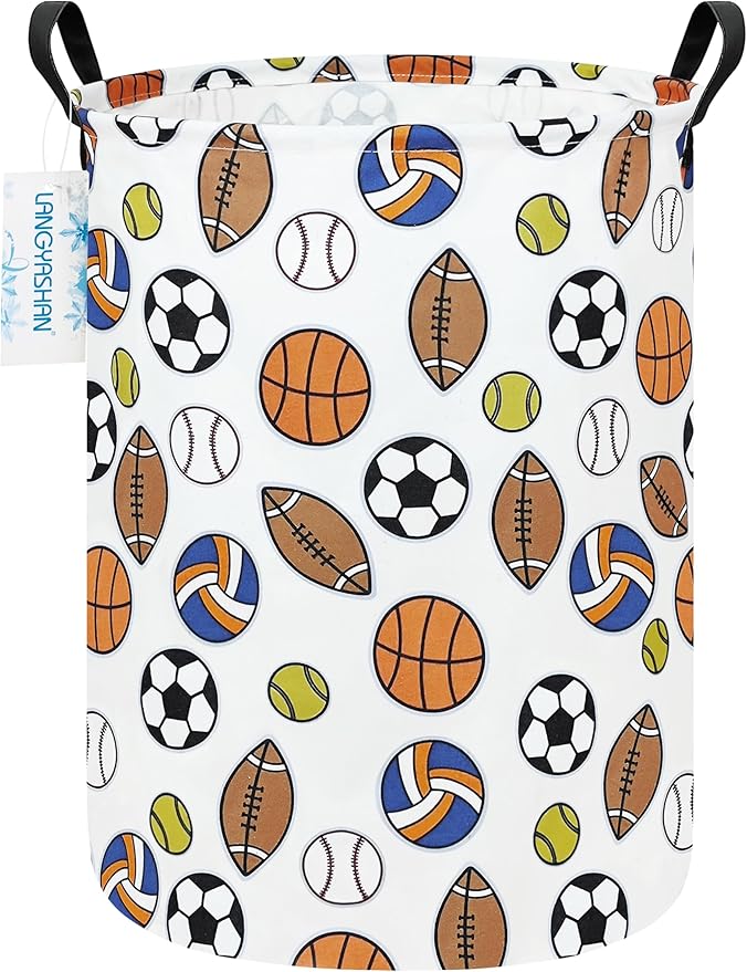 LANGYASHAN Laundry Basket Canvas Fabric Collapsible Organizer Basket by LANGYASHAN