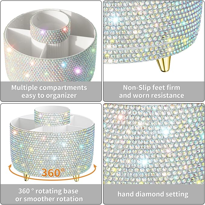 Bling 360° Rotate Makeup Brush Holder Organizer, Makeup Organizers Countertop - Image 3