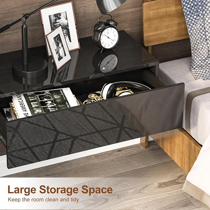 HedoAjim Black Modern Floating Wall Mounted Nightstand - Image 7
