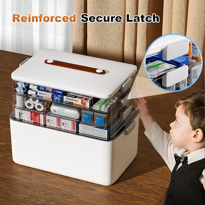 funest 4- Tier Medicine Storage Box Organizer Portable First Aid kit Box Sewing - Image 6