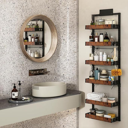 bukfen Over the Door Pantry Organizer, 6-Tier Adjustable Wooden Basket Kitchen - Image 8