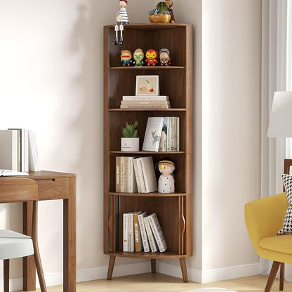 5-Tier Corner Shelf, 66.73''Tall Modern Corner Bookshelf, 5 Shelf Bookcase - Image 6