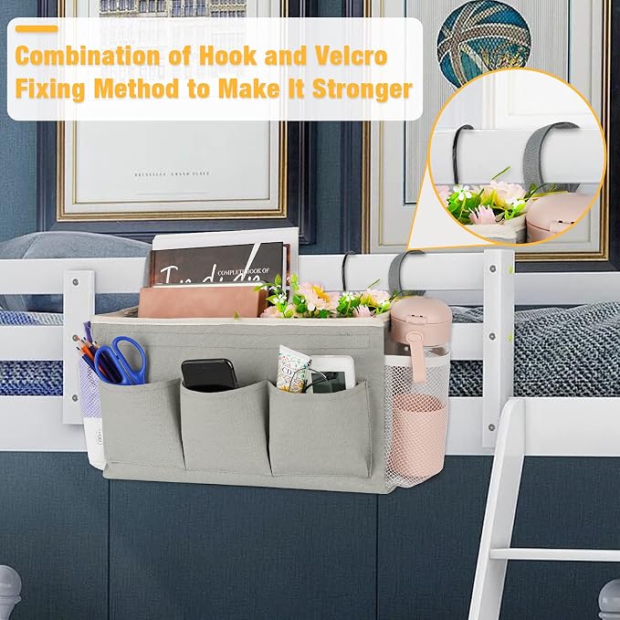 Bedside Caddy Organizer with Fixed Straps & Water Bottle Holder - Image 2