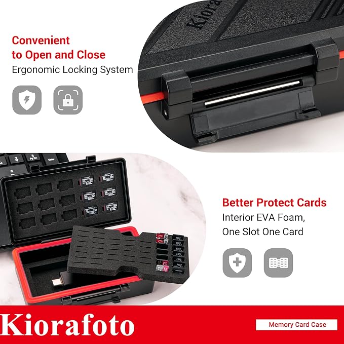 Kiorafoto 58 Slots TF Micro SD MSD Memory Card Case Holder Water-Resistant - Image 2