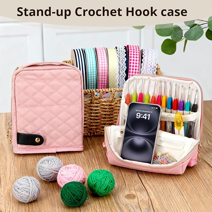 BAGCRAZY Stand-Up Crochet Hook Case Organizer, Travel Craft Holder - Image 7