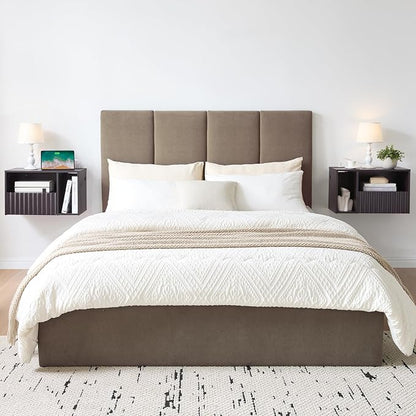 Modern Espresso Fluted Floating Nightstand - Image 8