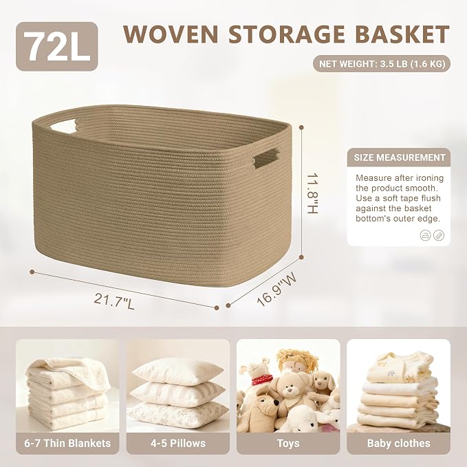 72L Large Wicker Laundry Basket - Image 2