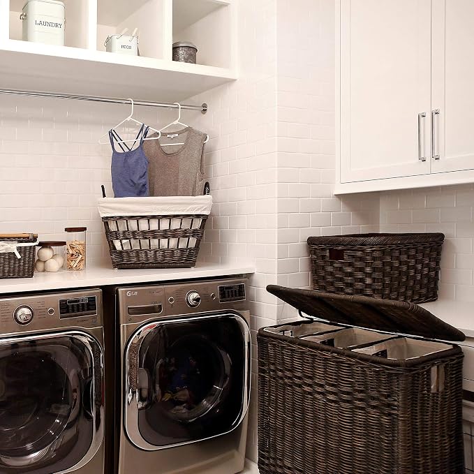 The Basket Lady 3-Compartment Wicker Laundry Sorter Hamper, 30 in L x 15 in W x - Image 4