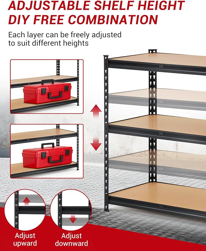 60x24x36 Heavy Duty Garage Storage Shelves, 3-Tier Adjustable Metal Shelving - Image 6