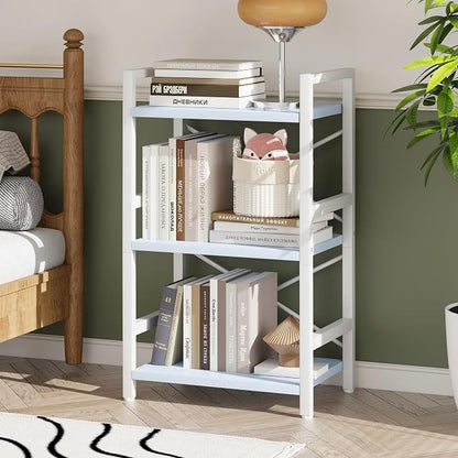Homeiju Bookshelf, 3 Tier Industrial Bookcase, Metal Small Bookcase, Rustic - Image 4