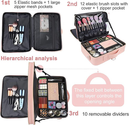 JOURMON Travel Makeup Train Case, Large Capacity Cosmetic Bags - Image 3