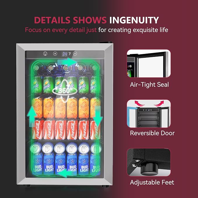 4.5 Cu.ft Beverage Refrigerator Cooler, 145 Can Mini Fridge - Image 5
