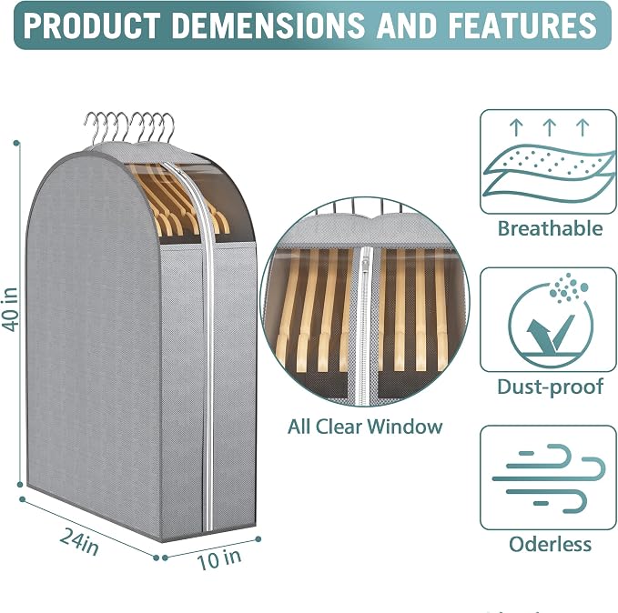 10" Gusseted Garment Bags for Hanging Clothes - Image 3