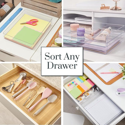STORi SimpleSort 2-Piece Stackable Clear Drawer Organizer Set | 12" x 9" x 2" - Image 4