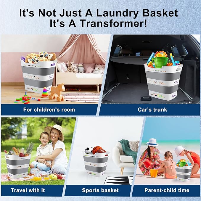 Collapsible Laundry Basket 42L Foldable Pop-Up Laundry Hamper Saving Dirty - Image 6