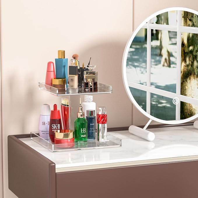 2-Tier Perfume Tray, Acrylic Perfume Stand Organizer Vanity Trays Makeup - Image 5