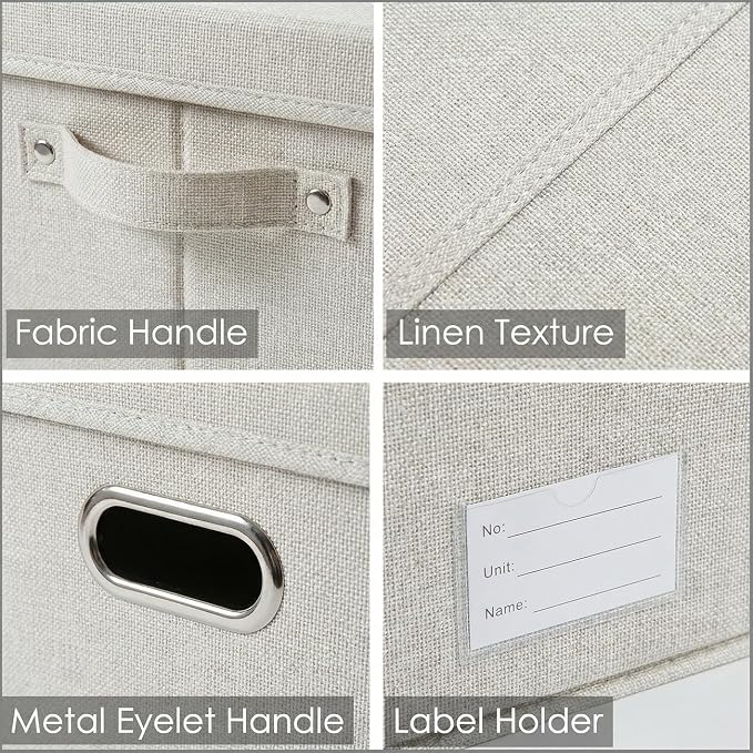 PRANDOM Storage Bins with Lids Linen Fabric Foldable Storage Boxes Organizer - Image 6
