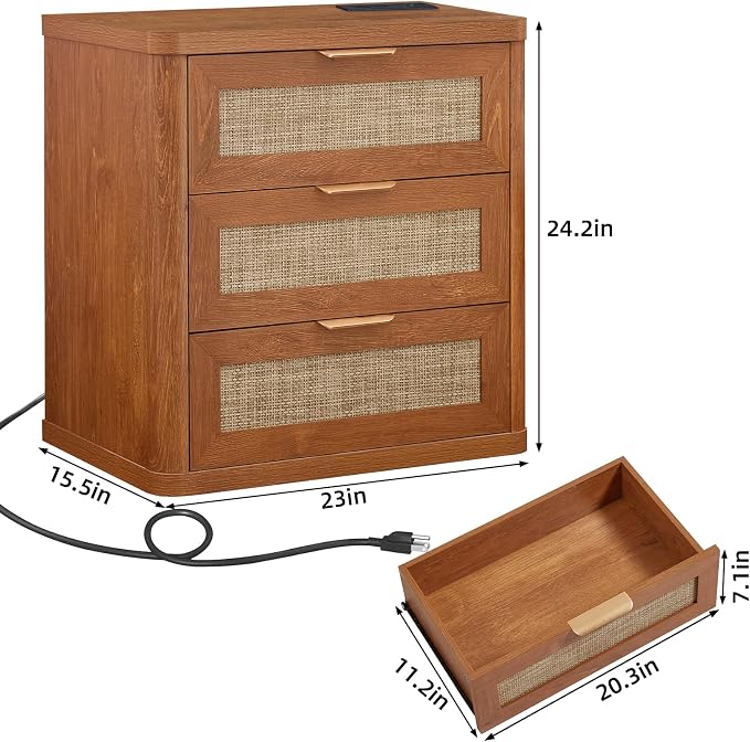 LEYAOYAO Rattan Night Stand Set of 2 - Image 3