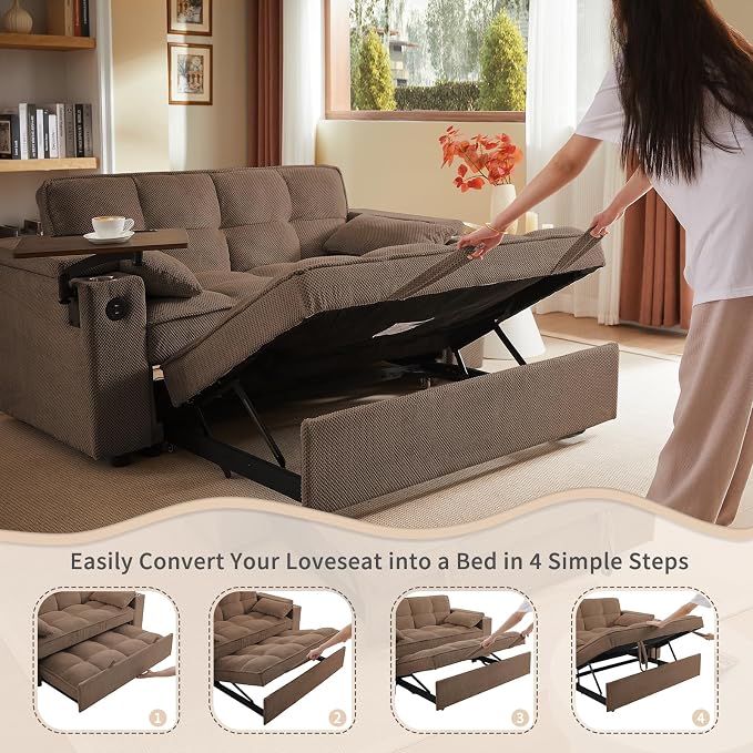 hansones 65'' 3-in-1 Folding Convertible Sofa Bed, Queen Size Pullout Sofa - Image 6