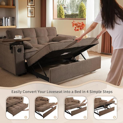 hansones 65'' 3-in-1 Folding Convertible Sofa Bed, Queen Size Pullout Sofa - Image 6