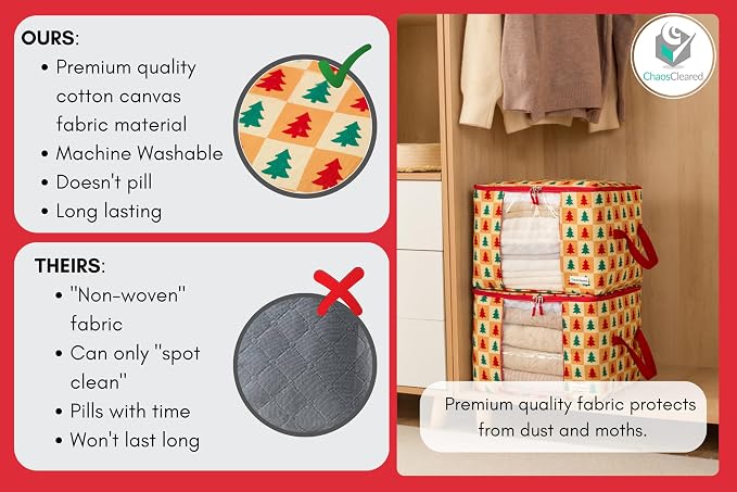 Designer Christmas Canvas Clothing Storage Bags 2 Pack Clothes Organizer bags - Image 3