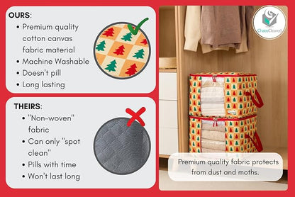 Designer Christmas Canvas Clothing Storage Bags 2 Pack Clothes Organizer bags - Image 3