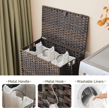 Laundry Hamper with Wheels, 34.3 Gallon Rolling Laundry Basket with Lid - Image 6