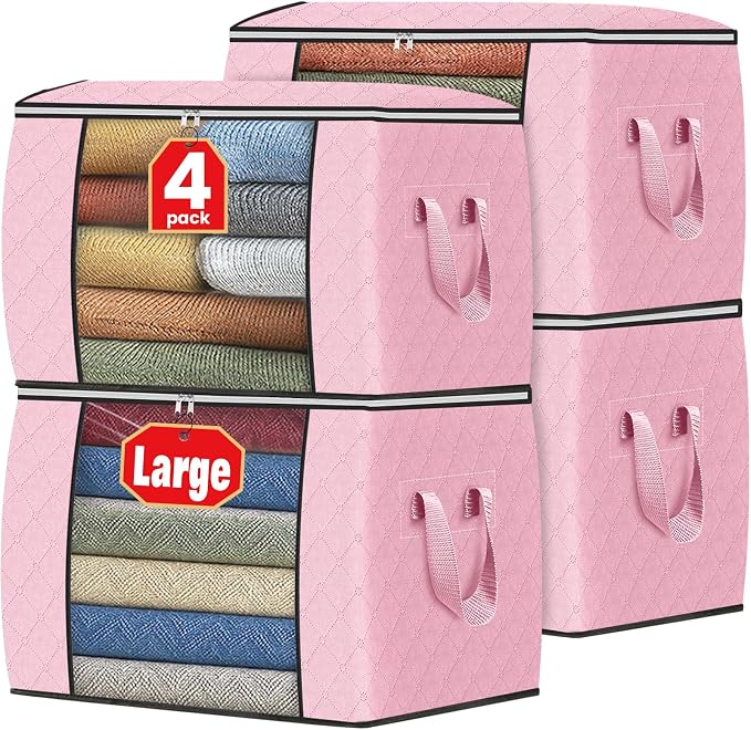 Fab totes 24 Gallons Clothes Storage, Foldable Thick Fabric Blanket Storage Bags by Fabtotes