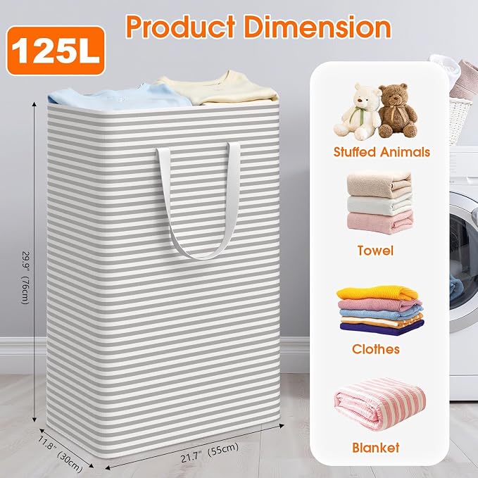 3 Pack Large Laundry Basket, Waterproof & Freestanding Laundry Hamper, - Image 2