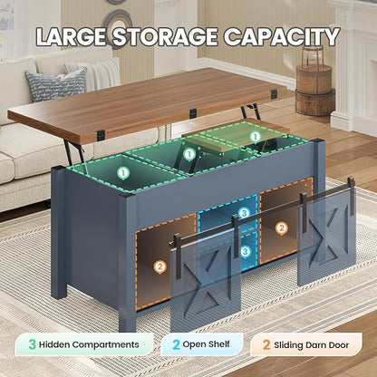 SEDETA Lift Top Coffee Table, 4 in 1 Multi-Function Convertible Coffee Tables - Image 5