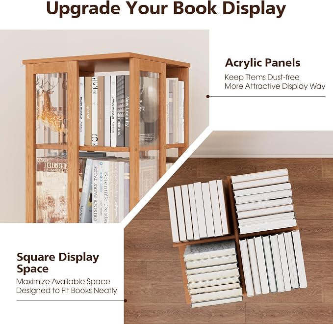 Rotating Bookshelf Tower 6-Tier, Space Saving Spinning Bookcase, Tall Narrow - Image 4