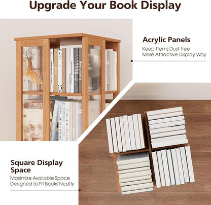 Rotating Bookshelf Tower 6-Tier, Space Saving Spinning Bookcase, Tall Narrow - Image 4