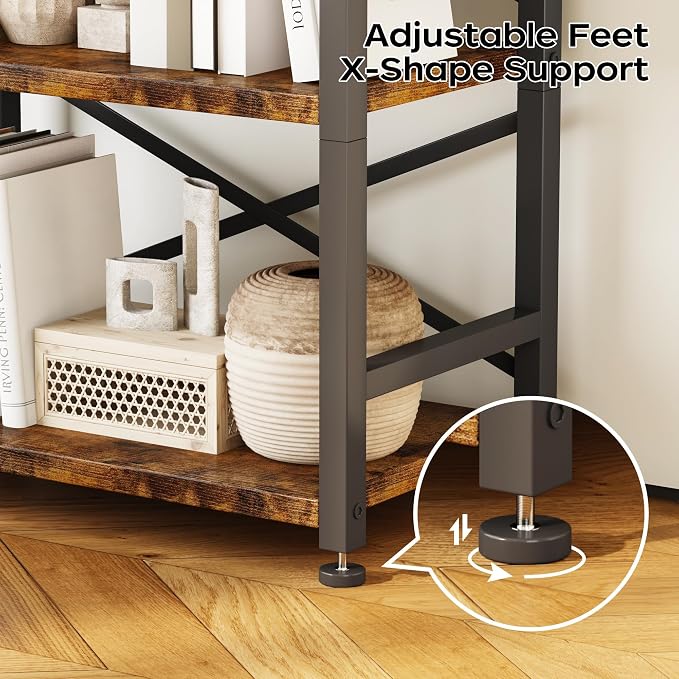 Organization and Storage, 5 Tier Bookshelf, Tall Bookcase - Image 7