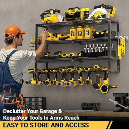 YYR Large Power Tool Organizer Wall Mount, Heavy Duty Metal Cordless Drill - Image 3
