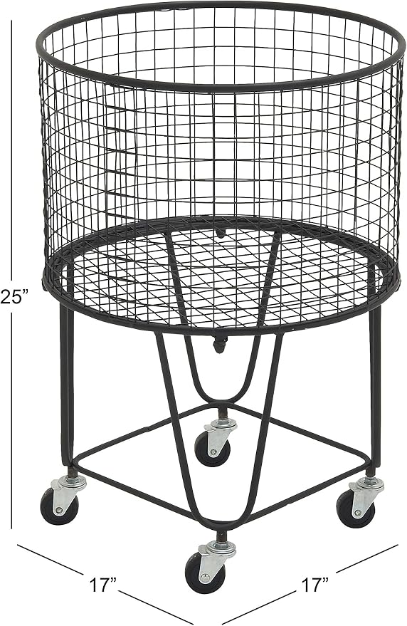 CosmoLiving by Cosmopolitan Metal Storage Cart Deep Set Rolling Mesh Laundry - Image 3