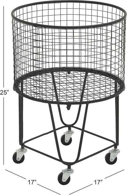 CosmoLiving by Cosmopolitan Metal Storage Cart Deep Set Rolling Mesh Laundry - Image 3