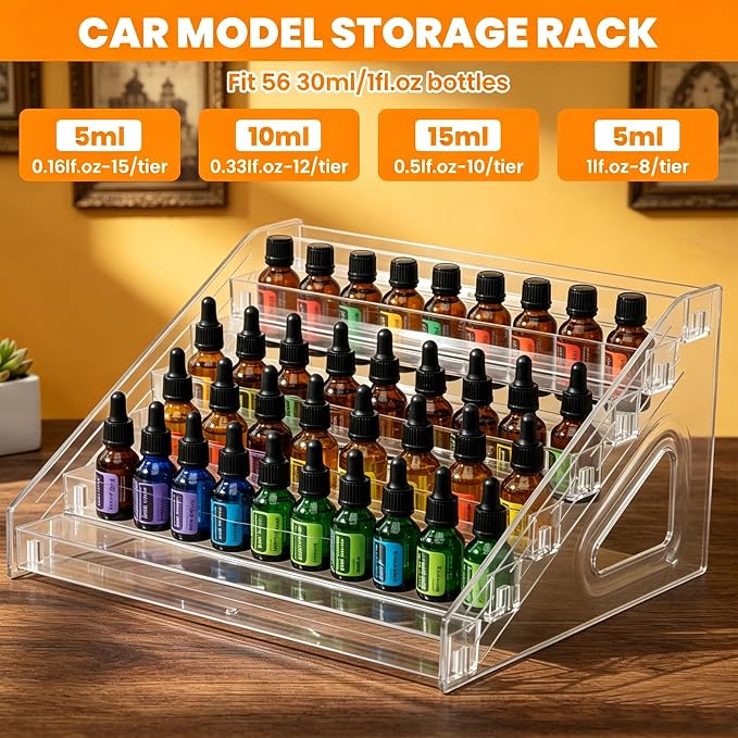 2 Pcs 7 Tier Essential Oil Organizer Clear Holder Nail Polish Display Rack | - Image 7