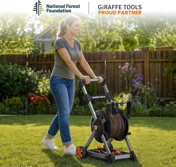 Giraffe Tools Garden Hose Reel Cart, 125FT 5/8" Hose Capacity, Heavy Duty Water - Image 7