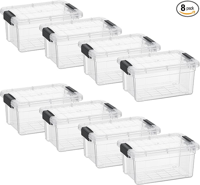 Superio Storage Bins with Lids- 8 Pack, 1.85 Qt Clear Boxes by Superio