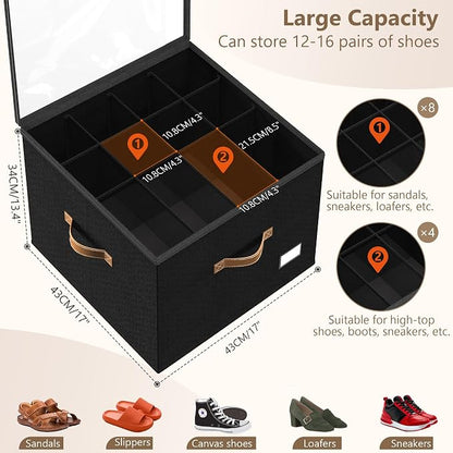 Vincona Shoe Organizer for Closet, 2 Pack Shoe Storage Bins Foldable Shoe - Image 2