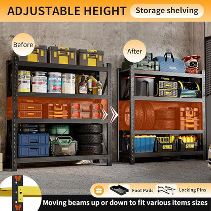 63" H Storage Garage Shelving Unit, 2500LBS Heavy Duty Metal Shelves - Image 4